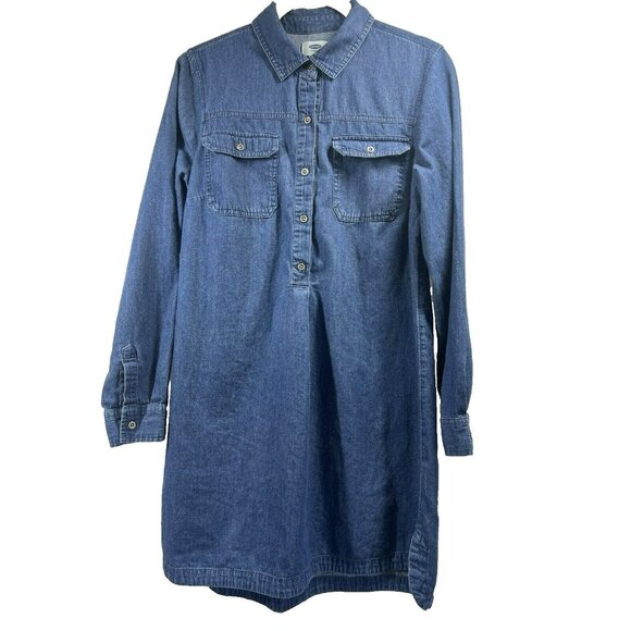 Old Navy Dresses & Skirts - Old Navy Women's Shirt Dress Small Blue Denim Chambray Long Sleeve Cotton Pocket